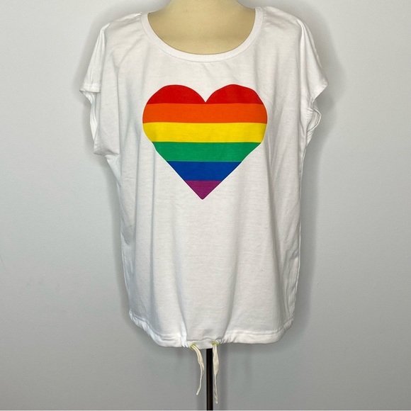 Jane and Delancey Rainbow Heart Crop Top - Picture 1 of 7